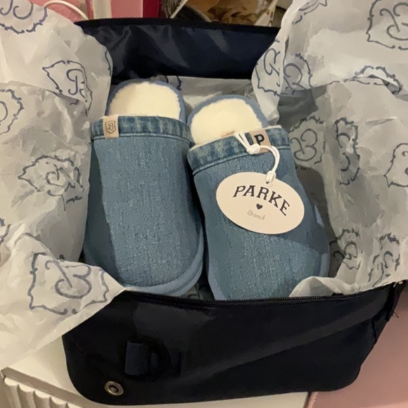 Parke Brunch Collab Denim Slip-On Slippers Size W8/ M7 - Picture 3 of 15